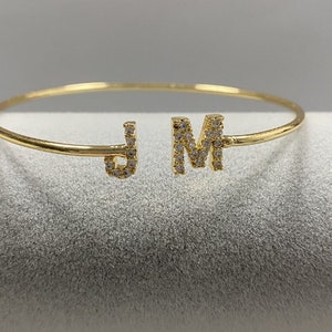 Initial Bangle Bracelet Custom Name Bracelet Personalised Name Bracelet Gift For Her Minimalist Bracelet Custom Bracelet. image 3