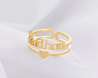 Heart Name Rings • Custom Name Ring • Name Ring • Gift For Her • Minimalist Ring • Personalized Ring • Custom Ring.