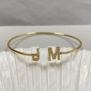 Initial Bangle Bracelet Custom Name Bracelet Personalised Name Bracelet Gift For Her Minimalist Bracelet Custom Bracelet. image 5