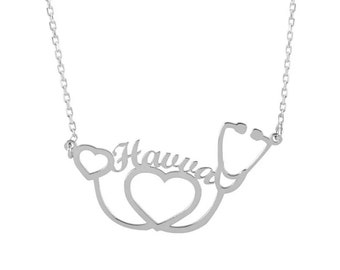 Stethoscope Name Necklace • Custom Name Necklace • Name Necklace