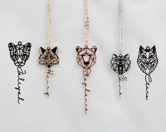 Animal Name Necklace • Custom Name Necklace •  Name Necklace • Gift For Her • Minimalist Necklace • Name Necklace Gold • Dainty Necklace.