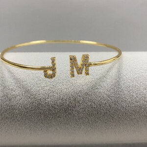 Initial Bangle Bracelet Custom Name Bracelet Personalised Name Bracelet Gift For Her Minimalist Bracelet Custom Bracelet. image 4