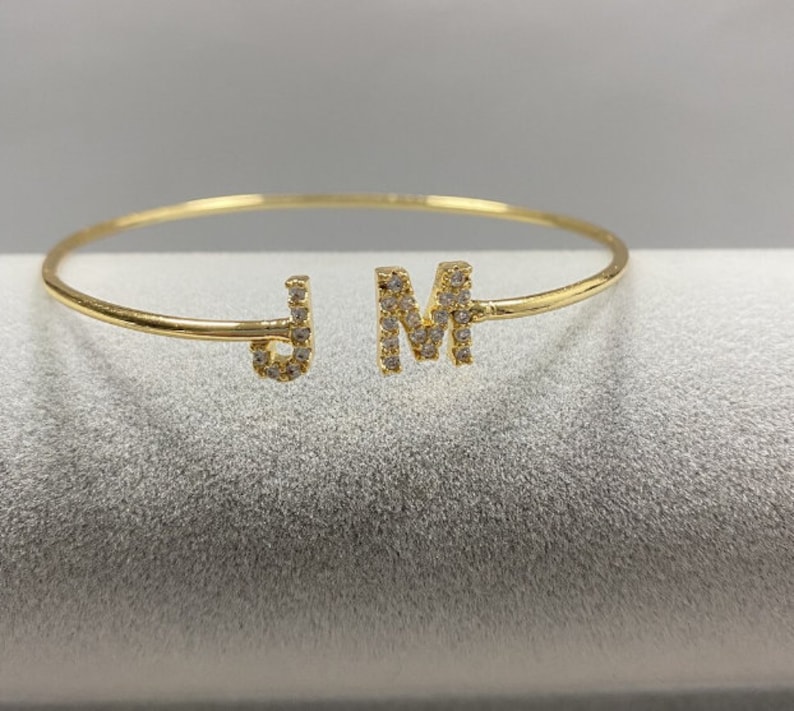 Initial Bangle Bracelet Custom Name Bracelet Personalised Name Bracelet Gift For Her Minimalist Bracelet Custom Bracelet. image 4