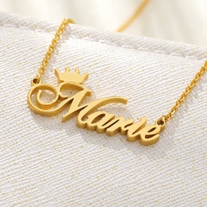 Collar con nombre de corona • Collar con nombre personalizado • Collar con nombre • Regalo para ella • Collar personalizado • Collar con nombre dorado • Collar minimalista