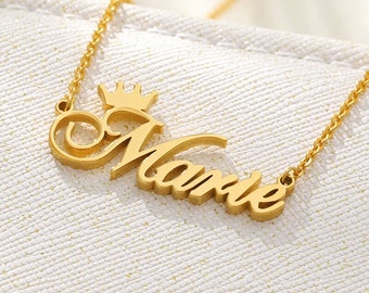 Crown Name Necklace Custom Name Necklace Name Necklace Gift for