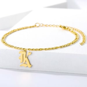 Old English Initial Anklet • Custom Name Anklet •  Name Anklet • Gift For Her • Minimalist Anklet • Personalized Anklet • Dainty Name Anklet