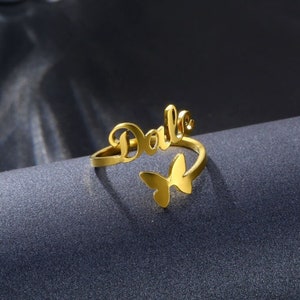 Butterfly Name Ring • Custom Name Ring • Name Ring • Gift For Her • Minimalist Ring • Personalized Ring • Custom Ring • Initial Name Ring.