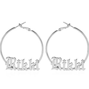 Old English Name Earrings • Hoop Earrings • Custom Name Earrings • Minimalist Earrings • Personalized Earrings • Custom Earrings.