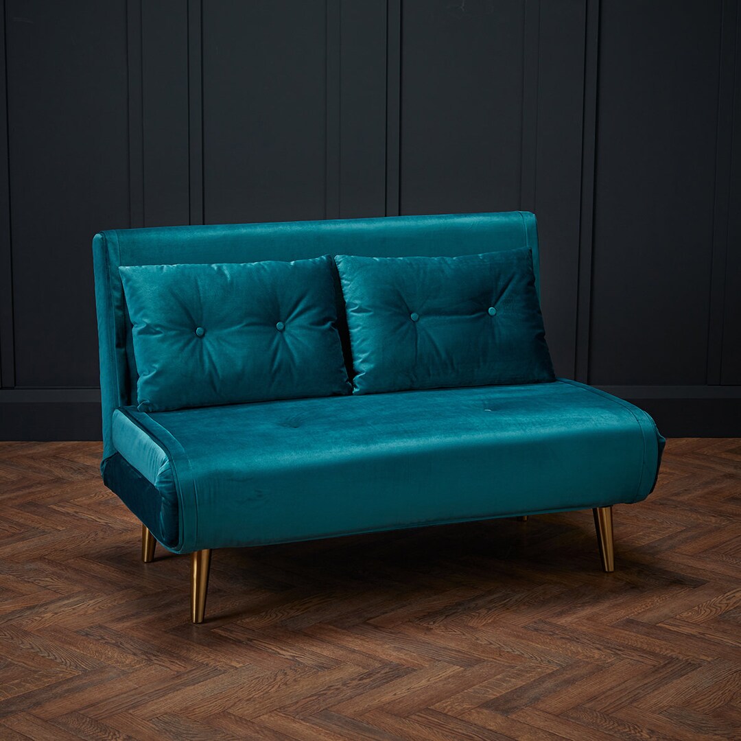 Velvet Teal Sofa Bed Etsy UK