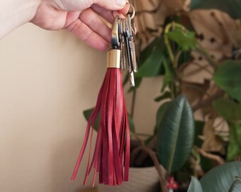 Boho Chic Leather Fringe Keychain: Tassel Key Chain & Bag Charm - Handcrafted Accessory - Unique Gift for Her, Best Friend Surprise