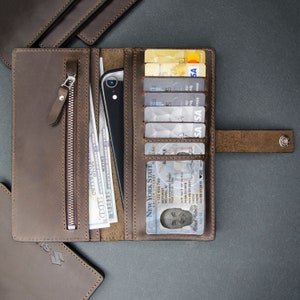 Custom Leather Long Wallet with AirTag Pocket Slim Design, Spacious & Trackable Travel Purse for Men and Women image 7
