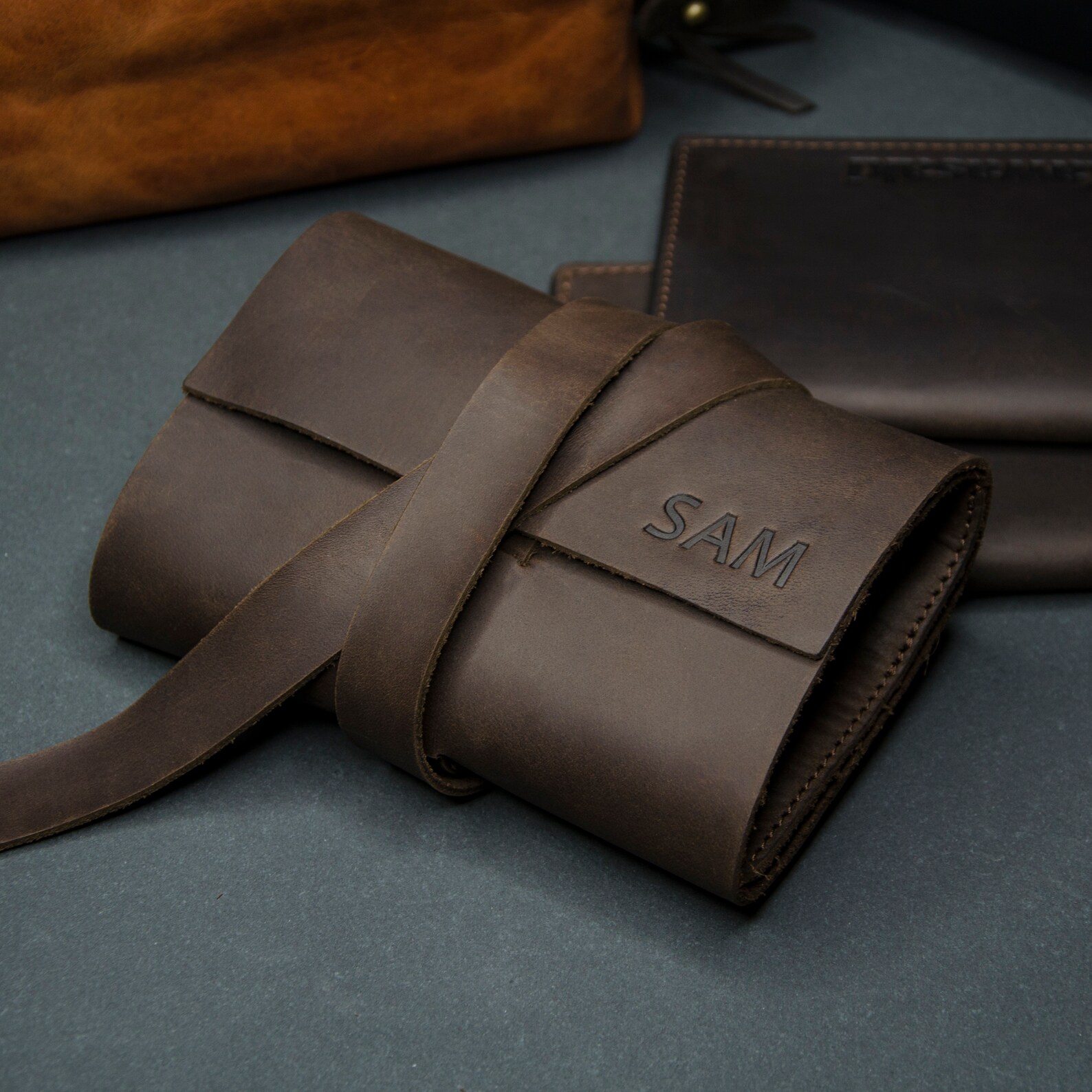 Personalized leather cord organizer Leather cable organizer Etsy