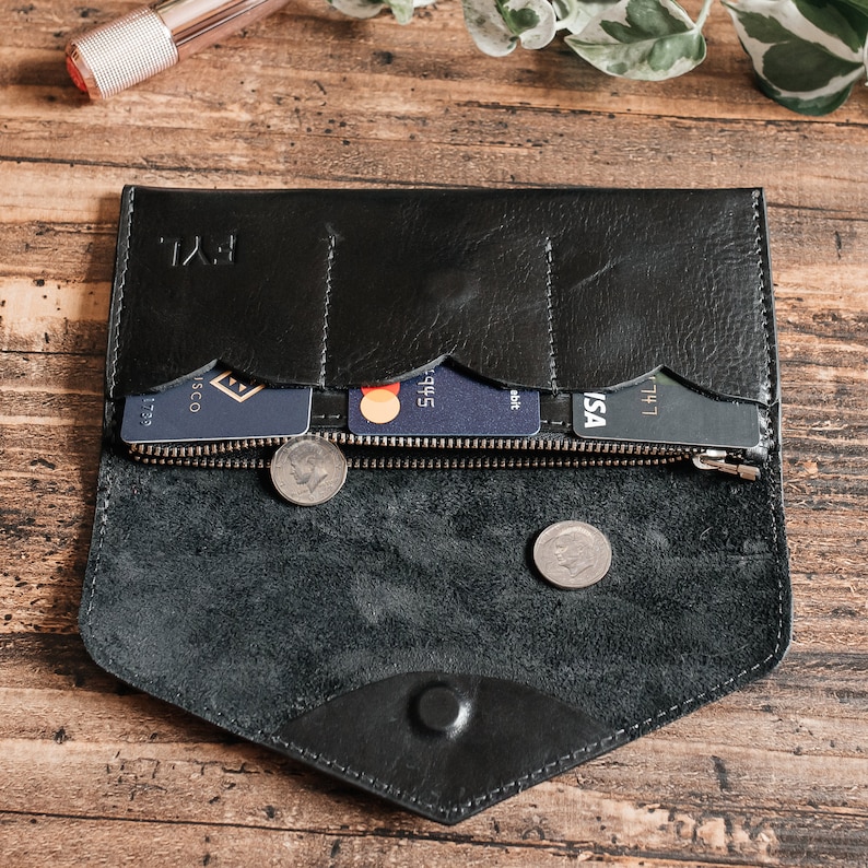Personalized Leather Cash Envelope Wallet: Handcrafted Engraved ...