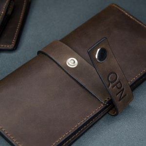 Custom Leather Long Wallet with AirTag Pocket Slim Design, Spacious & Trackable Travel Purse for Men and Women image 3