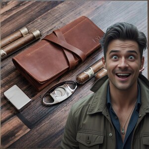 Regalo per uomo - Portasigari in pelle personalizzato - Humidor da viaggio personalizzato e portasigari - Regalo per lo sposo - Accessori per gli amanti dei sigari