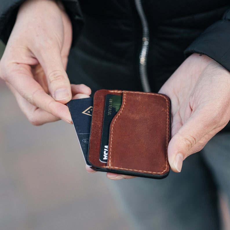 Handcrafted Leather Smart Wallet with AirTag Holder GPS Tracking, Slim Design Perfect Gift for Him and Her image 7