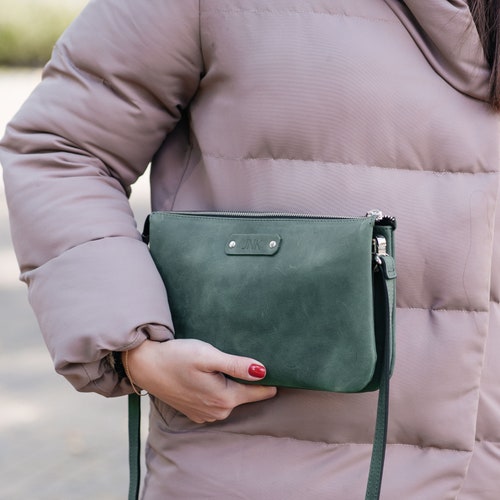 Small crossbody bag, leather minimalist clutch shops bag. Compact purse. Personalized Christmas and New Year gift for wife, girlfriend, sister