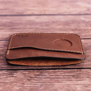 Handcrafted Leather Smart Wallet with AirTag Holder GPS Tracking, Slim Design Perfect Gift for Him and Her image 4