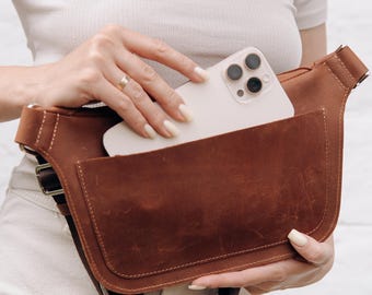 Festival Fanny Pack – Personalized Leather Belt Bag, Handmade Waist Bag for Women & Men, Crossbody Hip Bag, Custom Leather Gift