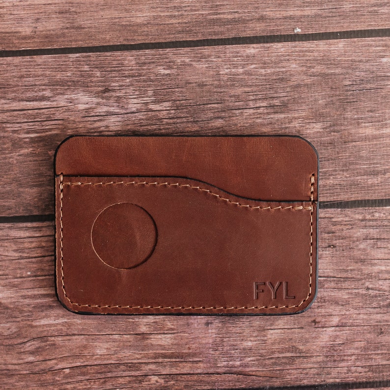 Handcrafted Leather Smart Wallet with AirTag Holder GPS Tracking, Slim Design Perfect Gift for Him and Her image 8