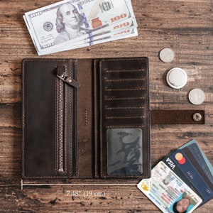 Custom Leather Long Wallet with AirTag Pocket Slim Design, Spacious & Trackable Travel Purse for Men and Women image 5
