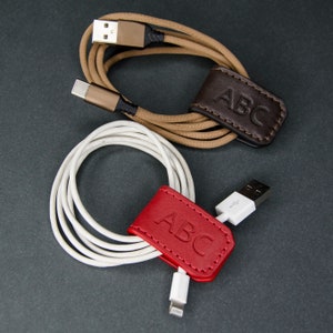 Personalized Leather Magnetic USB Cord Organizer & Earphone Clip - Multifunctional Accessory for Men and Women - Bookmark or Money Clip