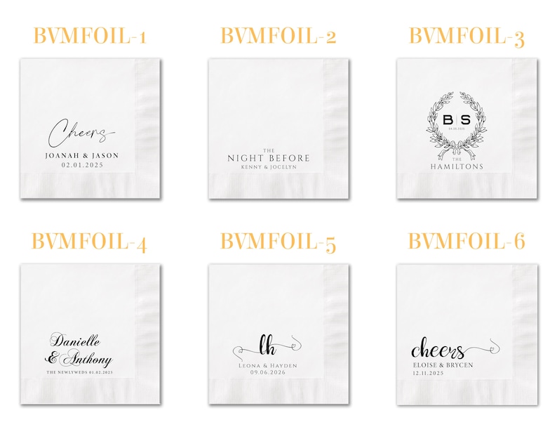 BEST SELLING Personalized Foil Napkins | Wedding Cocktail Napkins | Rehearsal Dinner Napkins | Modern Minimalist Wedding Decor image 20