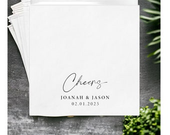 Personalized Paper Napkins Wedding Anniversary Engagement Printed Custom Monogram Beverage| Foil Wedding Napkins