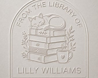 Sello personalizado para libros / Sello de biblioteca personalizado, diseño Ex Libris (redondo de 4 cm)