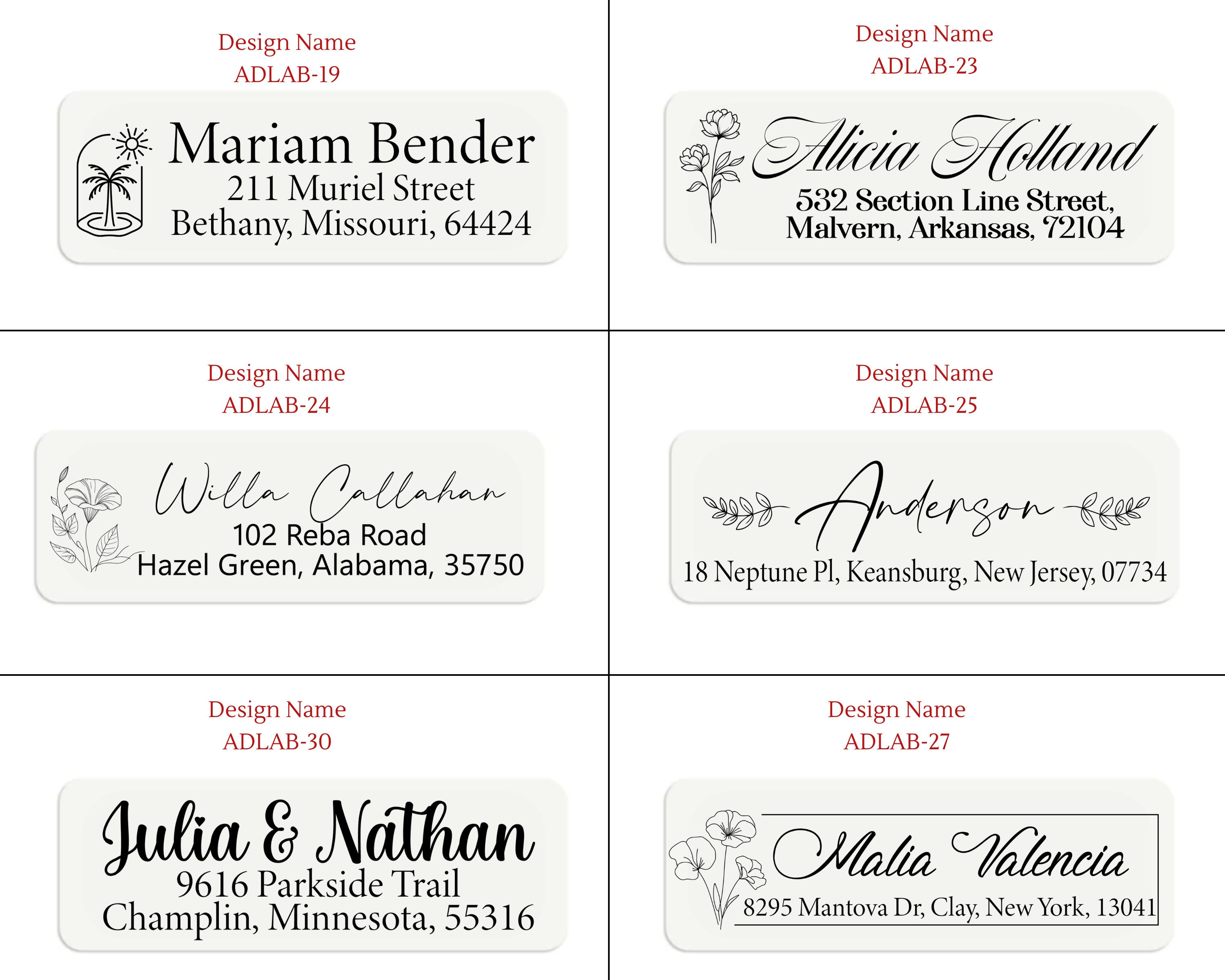 Return Address Labels, Custom Address Labels, Clear & White Address ...