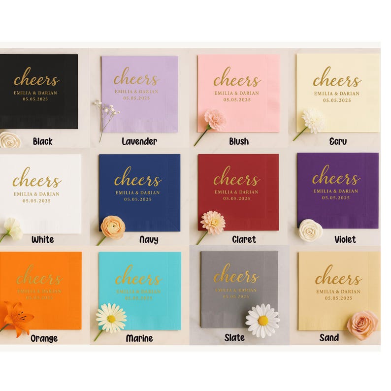 BEST SELLING Personalized Foil Napkins | Wedding Cocktail Napkins | Rehearsal Dinner Napkins | Modern Minimalist Wedding Decor image 2