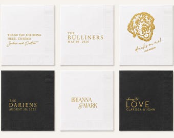 BEST SELLING Personalized Foil Napkins | Wedding Cocktail Napkins | Rehearsal Dinner Napkins | Modern Minimalist Wedding Decor