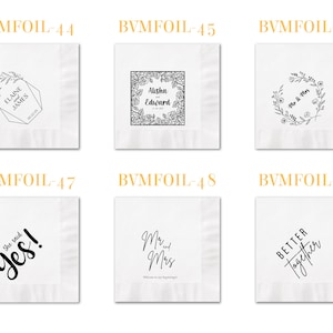 BEST SELLING Personalized Foil Napkins | Wedding Cocktail Napkins | Rehearsal Dinner Napkins | Modern Minimalist Wedding Decor image 16
