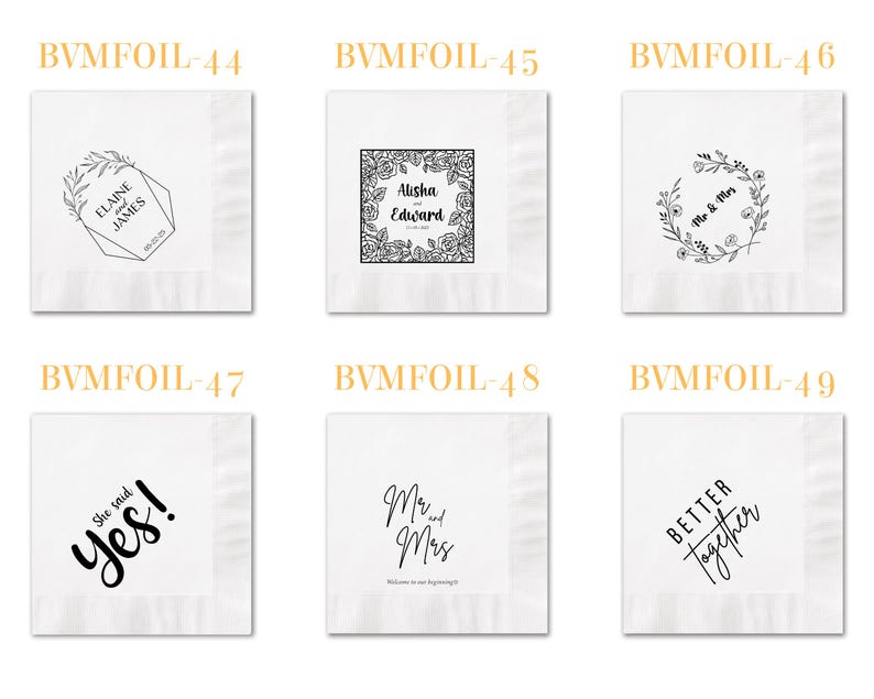 BEST SELLING Personalized Foil Napkins | Wedding Cocktail Napkins | Rehearsal Dinner Napkins | Modern Minimalist Wedding Decor image 16