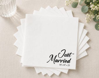 Personalized Wedding Napkins | Cocktail Napkins | Rehearsal Dinner | Cheers Beverage Napkins | Gold Foil Wedding Napkins | Just Married