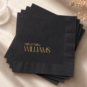 Personalized Foil Napkins | Custom Napkins | Wedding Reception Napkins | Cocktail Napkins | Rehearsal Dinner | Modern Napkins image 1