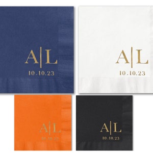 Personalized Foil Napkins | Wedding Cocktail Napkins | Rehearsal Dinner Napkins | Modern Minimalist Wedding Decor | Wedding Napkins