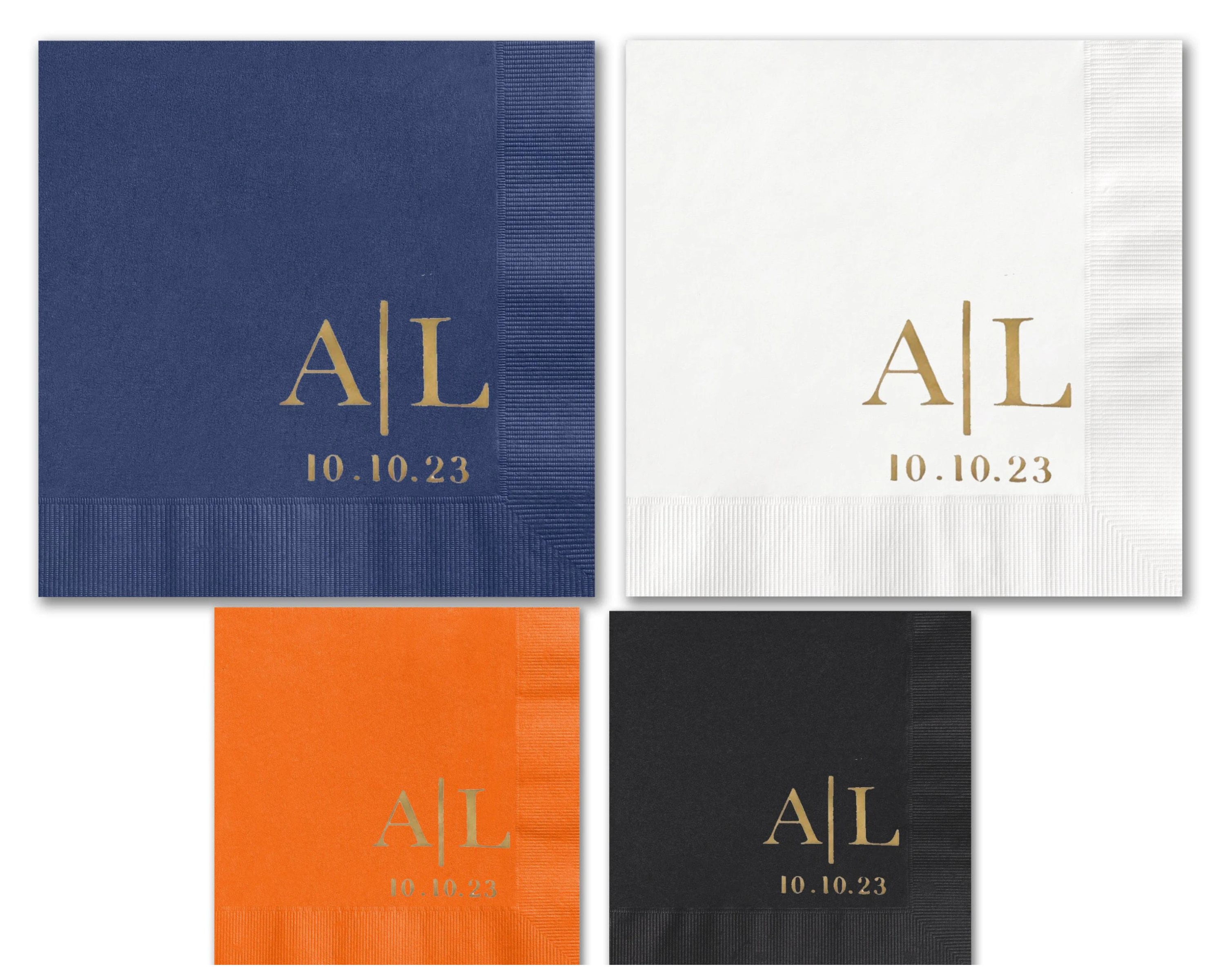 Personalized Foil Napkins | Wedding Cocktail Napkins | Rehearsal Dinner Napkins | Modern Minimalist Wedding Decor | Wedding Napkins