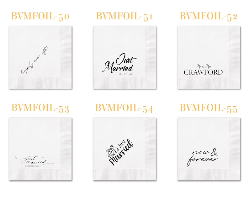 BEST SELLING Personalized Foil Napkins | Wedding Cocktail Napkins | Rehearsal Dinner Napkins | Modern Minimalist Wedding Decor image 7