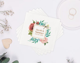 Personalized Wedding Napkins | Cocktail Napkins | Rehearsal Dinner | Just Married | Beverage Napkins | Luncheon Napkins