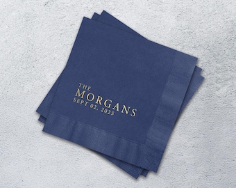 Personalized Foil Napkins | Wedding Cocktail Napkins | Rehearsal Dinner Napkins | Modern Minimalist Wedding Decor | Wedding Napkins