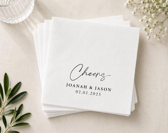 LUNCHEON Personalized Paper Napkins Wedding Anniversary Engagement Printed Custom Monogram Luncheon Foil Wedding Napkins