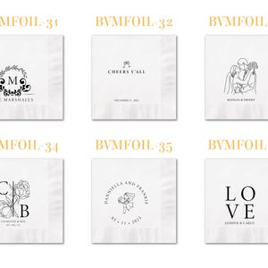 Personalized Foil Napkins | Wedding Cocktail Napkins | Rehearsal Dinner Napkins | Modern Minimalist Wedding Decor | Wedding Napkins image 11