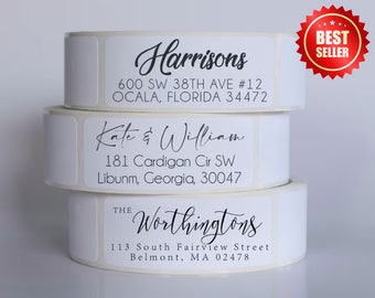 Custom Return Address Labels Roll – Personalized Mailing Labels, Wedding Address Stickers, Calligraphy Address Labels, Envelope Labels