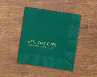 Personalized Foil Napkins | Wedding Cocktail Napkins | Rehearsal Dinner Napkins | Modern Minimalist Wedding Decor | Wedding Napkins