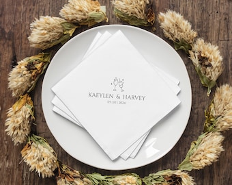 Personalized Paper Napkins Wedding Anniversary Engagement Printed Custom Monogram Beverage| Foil Wedding Napkins