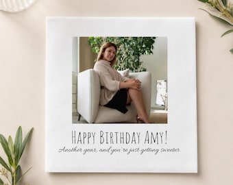 Servilletas con foto personalizadas, servilletas con foto personalizadas para bebidas, servilletas de papel desechables personalizadas para fiestas, servilletas de cóctel personalizadas para cumpleaños