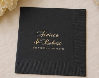 Servilletas de boda personalizadas / Servilletas de cóctel / Servilletas para cena de ensayo / Servilletas para bebidas / Servilletas de boda con papel dorado