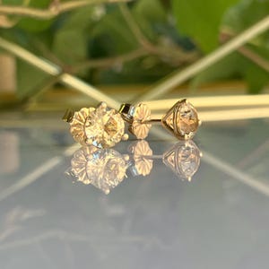 Echte gelbe Topas Ohrringe, goldene gelbe Topas Ohrstecker aus massivem 14 Karat Gelbgold, November Geburtsstein, November Geburtstagsgeschenk