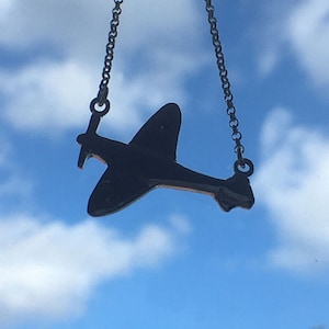 Sterling Silver Spitfire Airplane Pendant, Supermarine Spitfire, WW II History, Handcarved